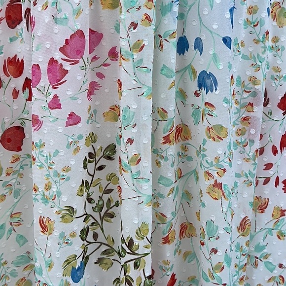 Maison Tara Smocked Floral Clip Dot Chiffon Dress Size 6 - Picture 6 of 14